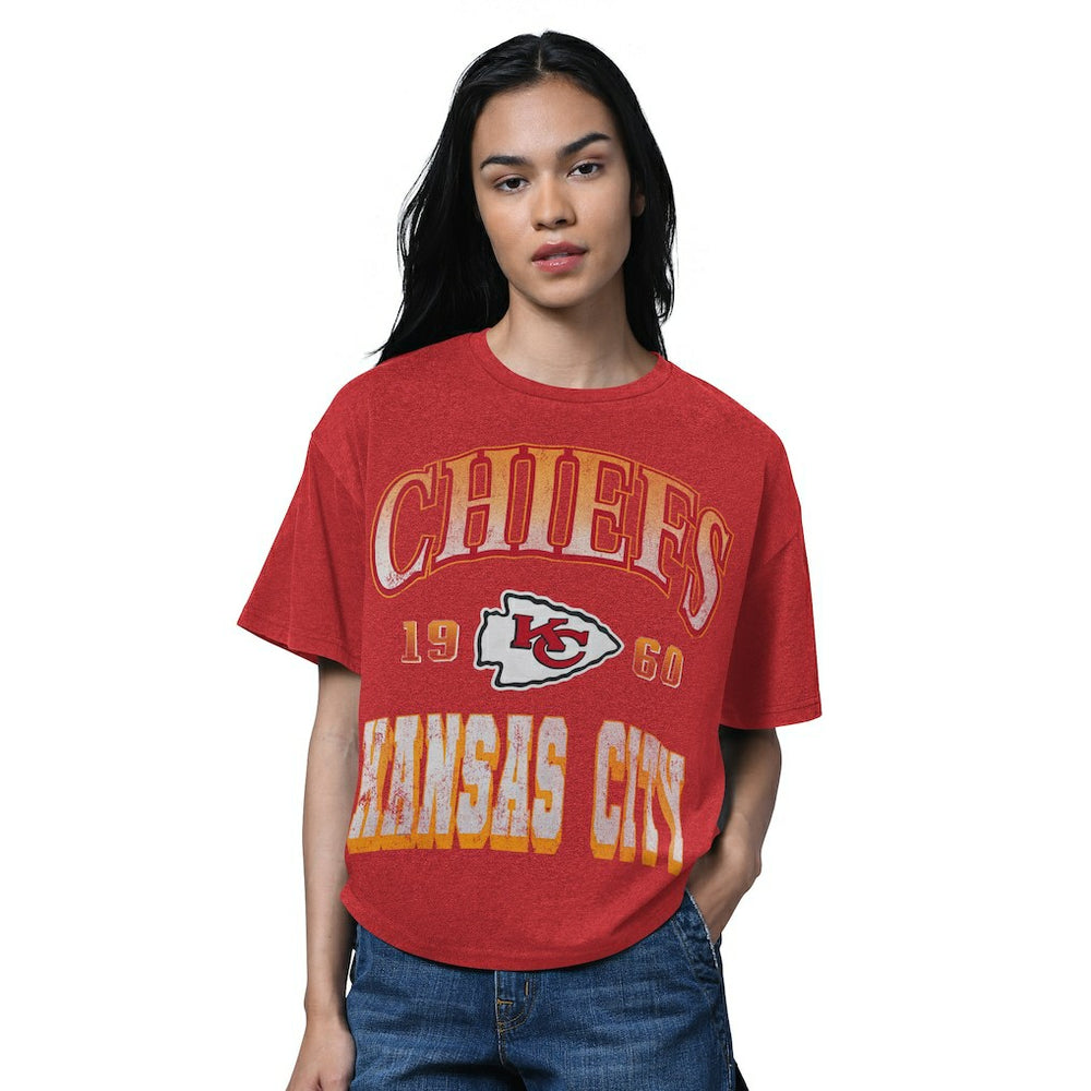Kansas City Chiefs Starter Women's Oversized Hall of Fame T-Shirt Heather Red