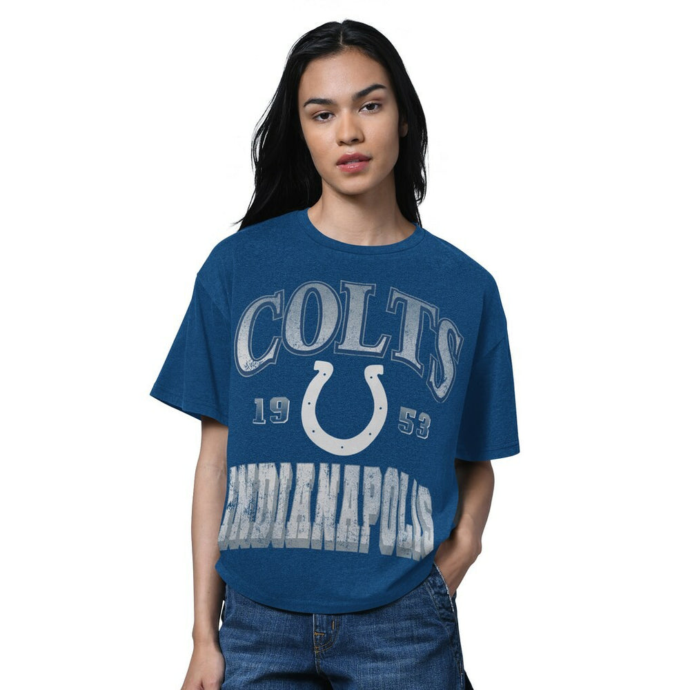 Indianapolis Colts Starter Women's Oversized Hall of Fame T-Shirt Heather Royal