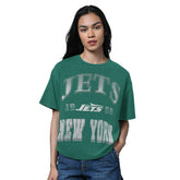New York Jets Starter Women's Oversized Hall of Fame T-Shirt Heather Green