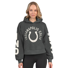 Indianapolis Colts Starter Women's Star Player Cropped Fleece Pullover Hoodie Heather Charcoal