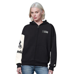 Seattle Seahawks Starter Women's 4th Down Full-Zip Hoodie Black