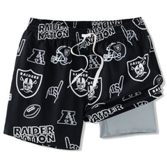 Las Vegas Raiders Chubbies The Neon 5.5" Classic Lined Swim Trunks Black