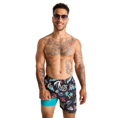 Miami Dolphins Chubbies The Neon 5.5" Classic Lined Swim Trunks Black