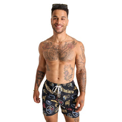 Pittsburgh Steelers Chubbies The Neon 5.5" Classic Lined Swim Trunks Black