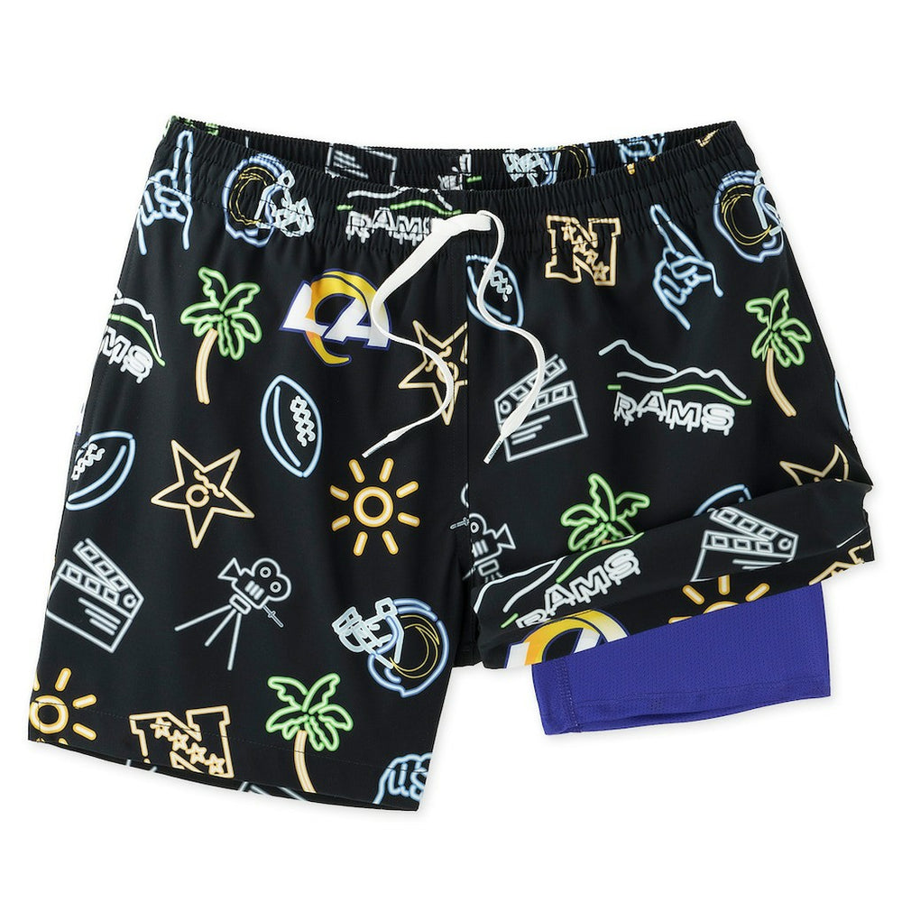 Los Angeles Rams Chubbies The Neon 5.5" Classic Lined Swim Trunks Black