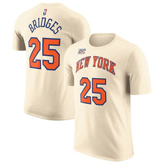 Mikal Bridges New York Knicks Unisex 2025/26 City Edition Name & Number T-Shirt Cream