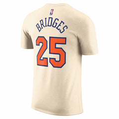 Mikal Bridges New York Knicks Unisex 2025/26 City Edition Name & Number T-Shirt Cream