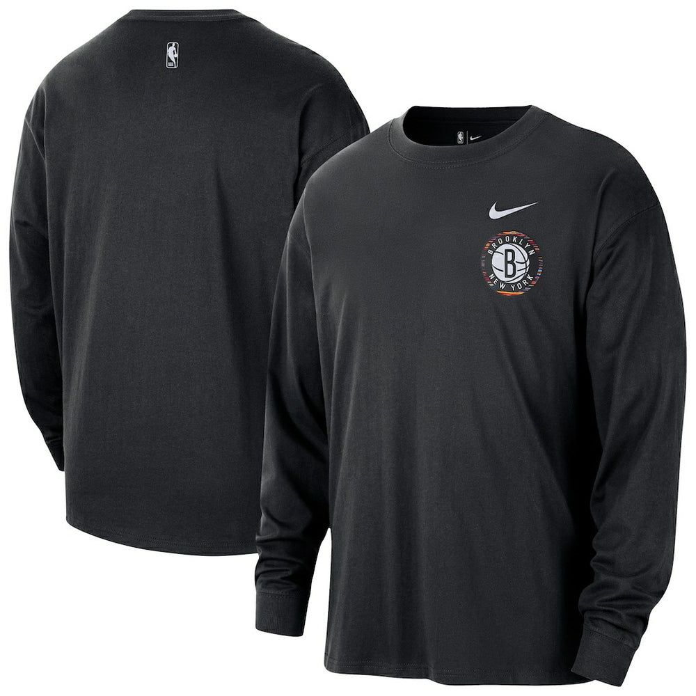 Brooklyn Nets 2025/26 City Edition Remix Essential Logo Long Sleeve T-Shirt Black
