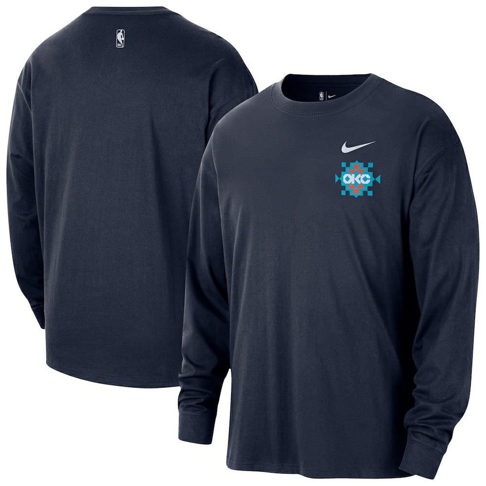 Oklahoma City Thunder 2025/26 City Edition Remix Essential Logo Long Sleeve T-Shirt Navy