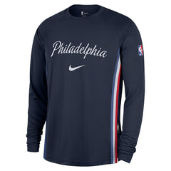 Philadelphia 76ers 2025/26 City Edition Authentic Pregame Dri-FIT Long Sleeve Shooting T-Shirt Navy