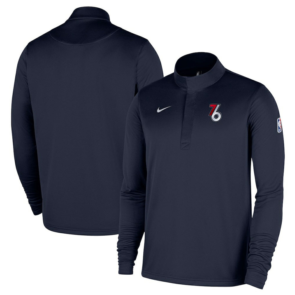 Philadelphia 76ers 2025/26 City Edition Remix Authentic Coaches Dri-FIT Half-Zip Pullover Navy