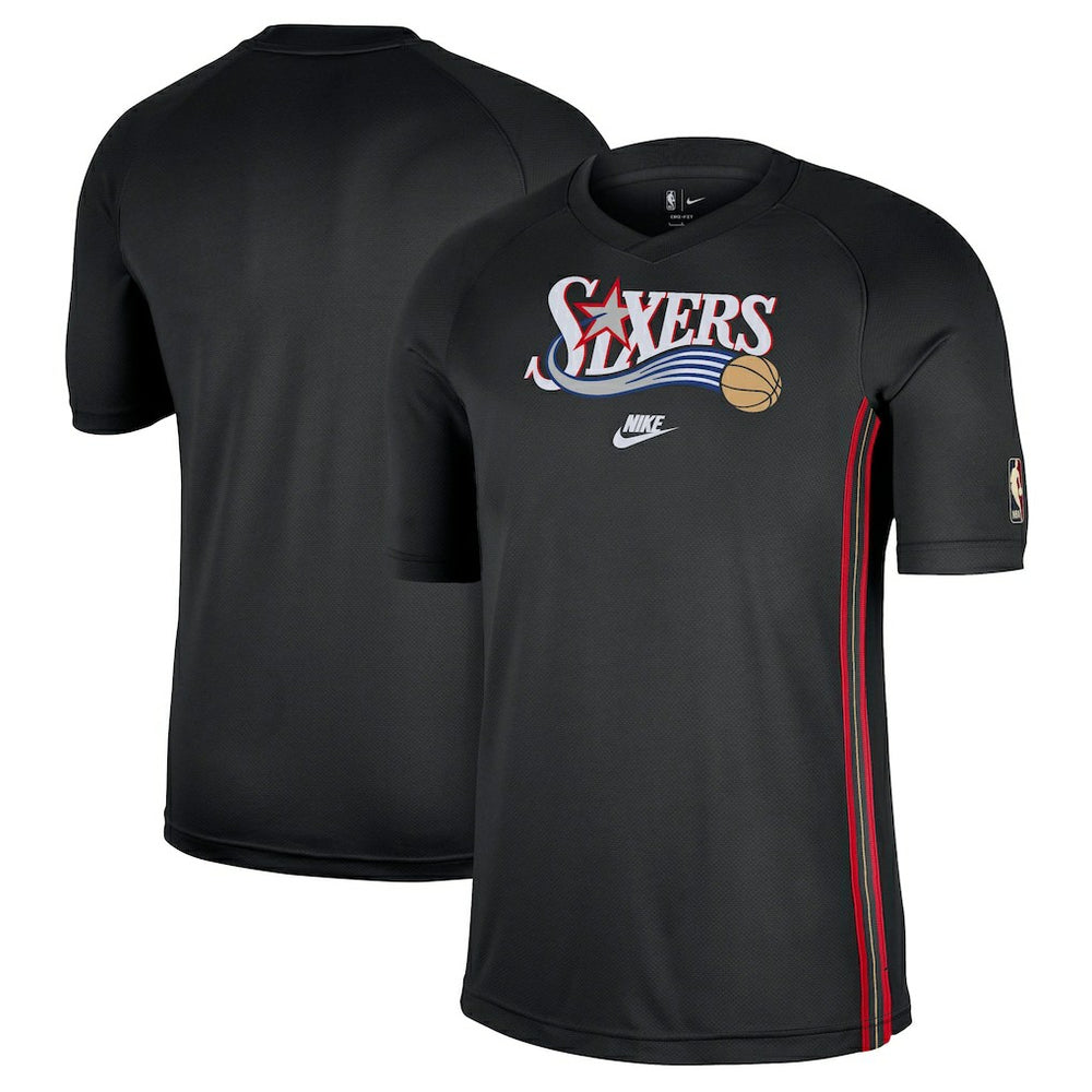 Philadelphia 76ers Classic Edition Hardwood Classics Authentic Game Shooting T-Shirt Black