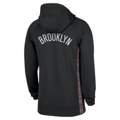 Brooklyn Nets 2025/26 City Edition Remix Authentic On-Court Quarter-Zip Dri-FIT Hooded Jacket Black