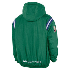 Dallas Mavericks Hardwood Classics Therma-FIT Half-Zip Hooded Windbreaker Green
