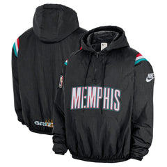 Memphis Grizzlies Hardwood Classics Therma-FIT Half-Zip Hooded Windbreaker Black