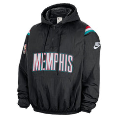 Memphis Grizzlies Hardwood Classics Therma-FIT Half-Zip Hooded Windbreaker Black