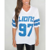 Aidan Hutchinson Detroit Lions Cuce Women's Crystal V-Neck Tunic White