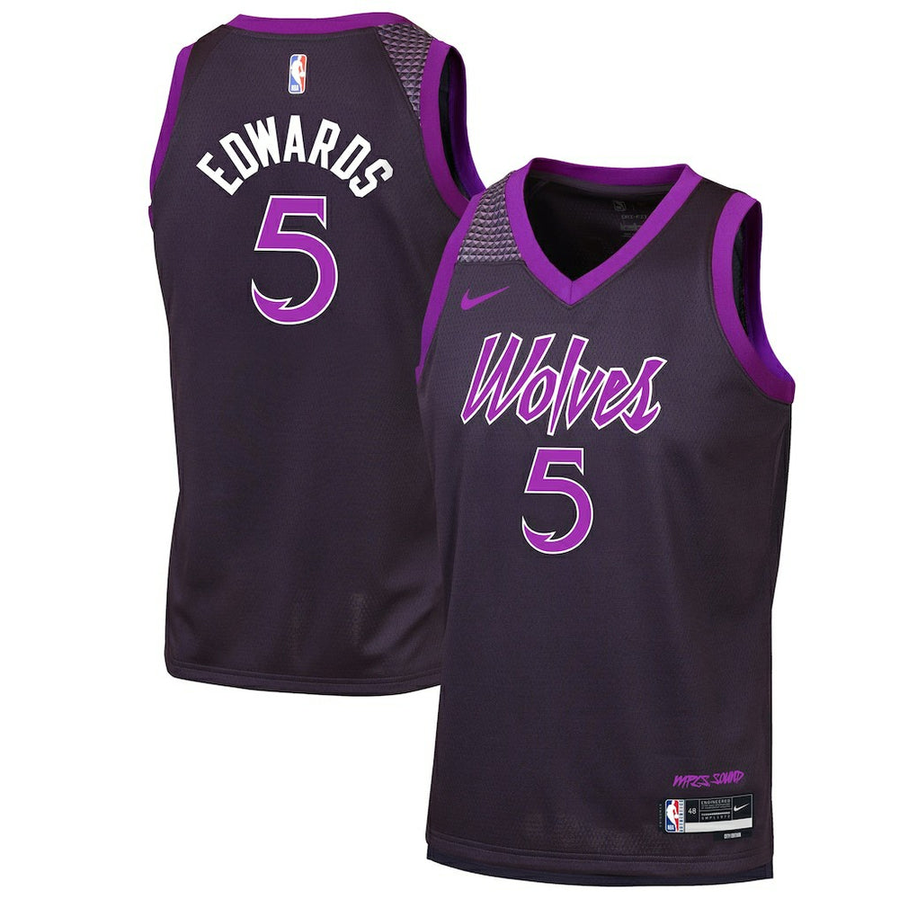 NBA Anthony Edwards Minnesota Timberwolves Youth 2025/26 City Edition Swingman Jersey - Purple