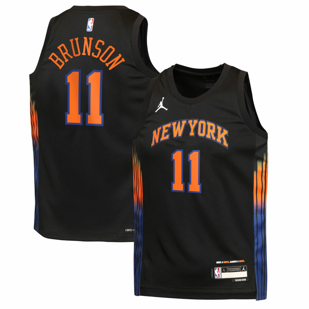 NBA Jalen Brunson New York Knicks Jordan Brand Youth Swingman Jersey - Statement Edition - Black on sale