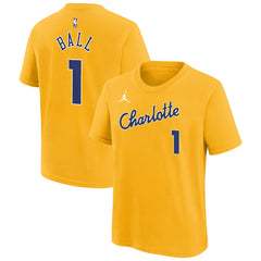 LaMelo Ball Charlotte Hornets Youth 2025/26 City Edition Name & Number T-Shirt Yellow