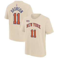 Jalen Brunson New York Knicks Youth 2025/26 City Edition Name & Number T-Shirt Cream