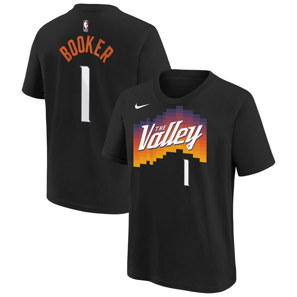 Devin Booker Phoenix Suns Youth 2025/26 City Edition Name & Number T-Shirt Black
