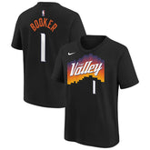 Devin Booker Phoenix Suns Youth 2025/26 City Edition Name & Number T-Shirt Black