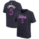 Anthony Edwards Minnesota Timberwolves Youth 2025/26 City Edition Name & Number T-Shirt Purple