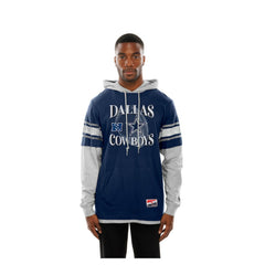 Dallas Cowboys New Era Twofer Layered Long Sleeve Hoodie T-Shirt Navy
