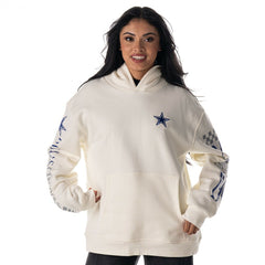 Dallas Cowboys The Wild Collective Unisex Stacked Graphic Sleeve Fleece Hoodie White
