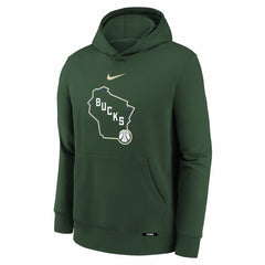 Milwaukee Bucks Youth 2025/26 City Edition Club Fleece Pullover Hoodie Hunter Green