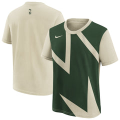 Milwaukee Bucks Youth 2025/26 City Edition Max90 T-Shirt Cream/Hunter Green