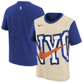 New York Knicks Youth 2025/26 City Edition Max90 T-Shirt Light Beige/Blue