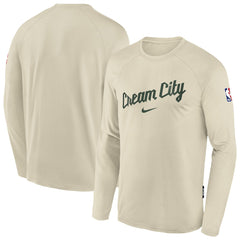 Milwaukee Bucks Youth 2025/26 City Edition Dri-Fit Long Sleeve Game Top White