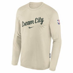 Milwaukee Bucks Youth 2025/26 City Edition Dri-Fit Long Sleeve Game Top White