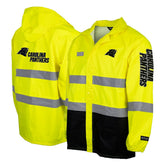 Carolina Panthers Hi-Vis Safety Waterproof Rainshell Full-Zip Hooded Jacket Yellow