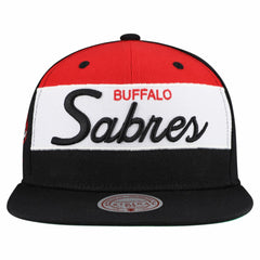 NHL Buffalo Sabres Mitchell & Ness Retro Script Colorblock Snapback Hat - Black