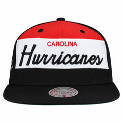 NHL Carolina Hurricanes Mitchell & Ness Retro Script Colorblock Snapback Hat - Black