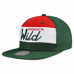 NHL Minnesota Wild Mitchell & Ness Retro Script Colorblock Snapback Hat - Green