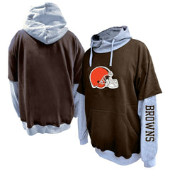 Cleveland Browns Big & Tall Twofer Pullover Hoodie Brown/Heather Gray