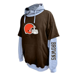 Cleveland Browns Big & Tall Twofer Pullover Hoodie Brown/Heather Gray