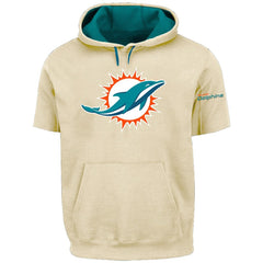Miami Dolphins Profile Big & Tall Chest Print and Logo Short Sleeve Pullover Hoodie Oatmeal