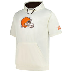 Cleveland Browns Profile Big & Tall Chest Print and Logo Short Sleeve Pullover Hoodie Oatmeal