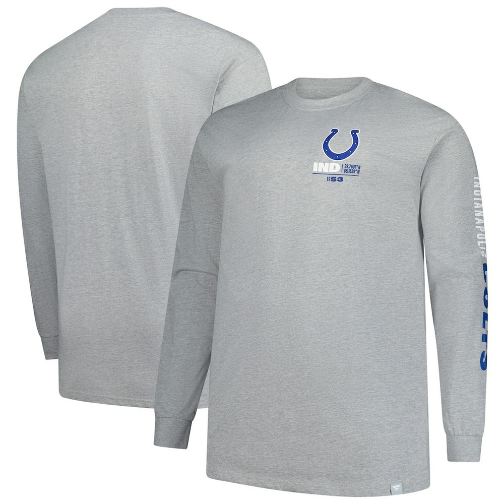 Indianapolis Colts Big & Tall Clock Management Legacy Long Sleeve T-Shirt Heather Gray