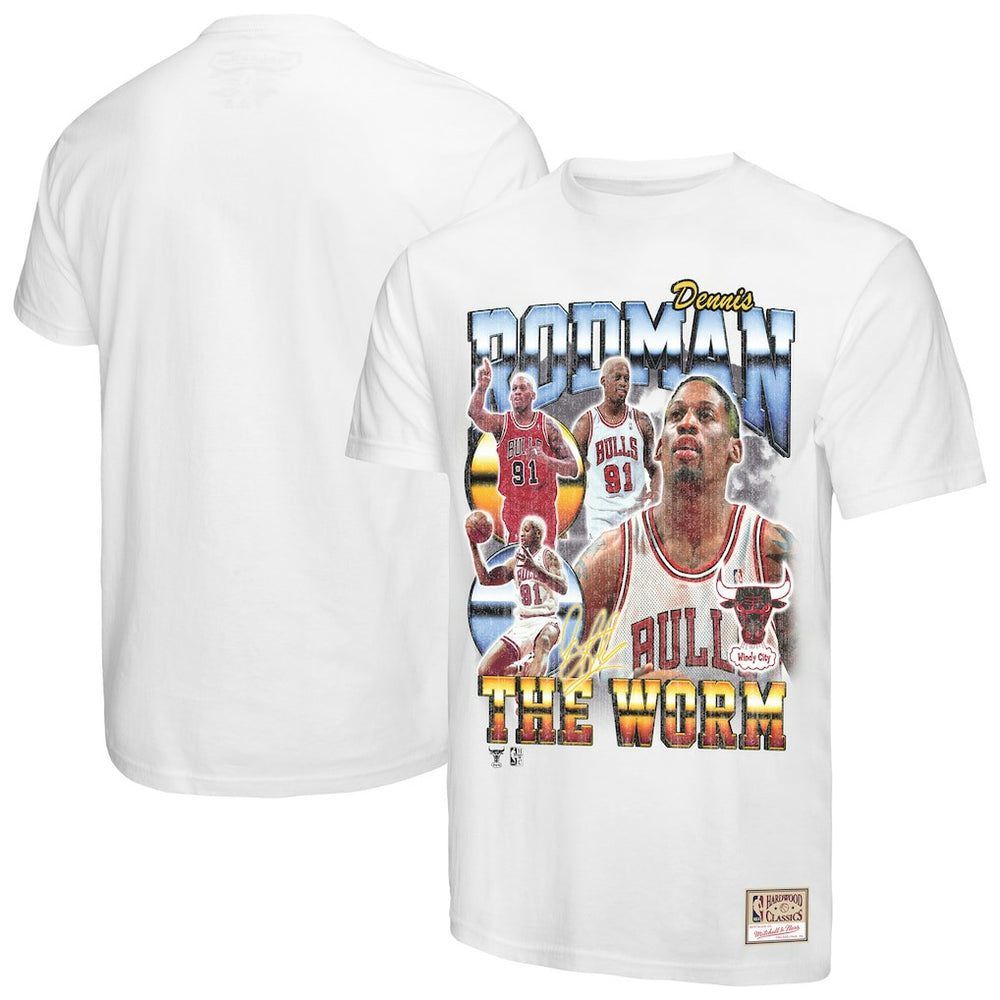 Dennis Rodman Chicago Bulls Hardwood Classics Commemorative Player Collage T-Shirt White