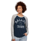 Dallas Cowboys G-III 4Her by Carl Banks Women's Waffle Knit Raglan Long-Sleeve T-Shirt Navy/Gray