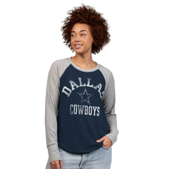 Dallas Cowboys G-III 4Her by Carl Banks Women's Waffle Knit Raglan Long-Sleeve T-Shirt Navy/Gray