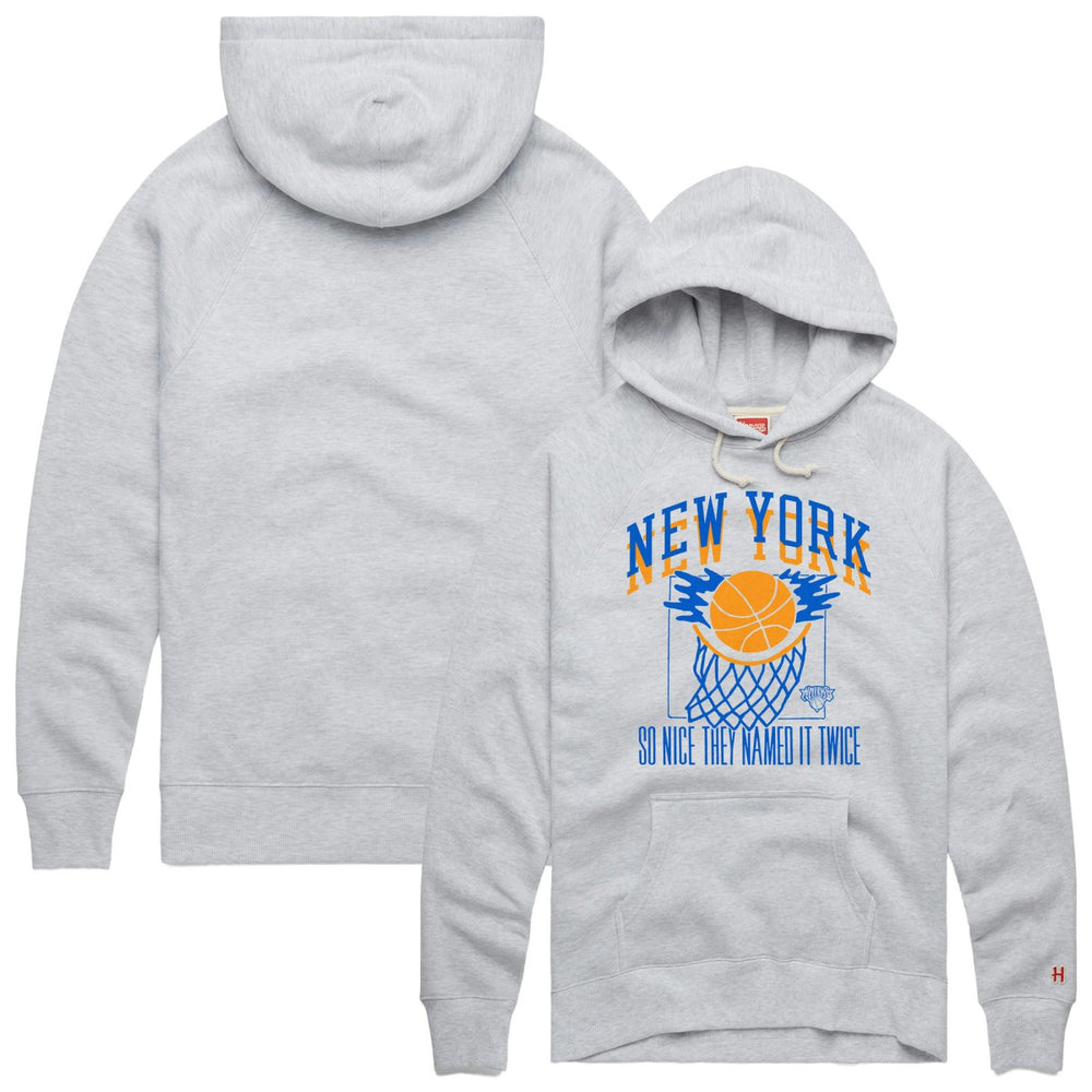 New York Knicks Homage Unisex Hometown Edition Tri-Blend Raglan Pullover Hoodie Ash