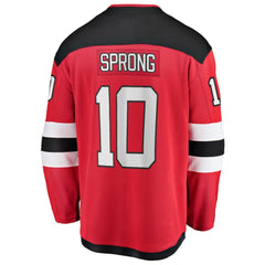 NHL Daniel Sprong New Jersey Devils Fanatics Home Breakaway Jersey - Red