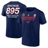 NHL Alexander Ovechkin Washington Capitals Fanatics Most Goals in NHL History T-Shirt - Navy